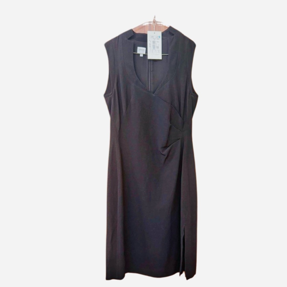 NWT Vintage Armani Collezioni Black Sleeveless Dress with Tuxedo collar (6)